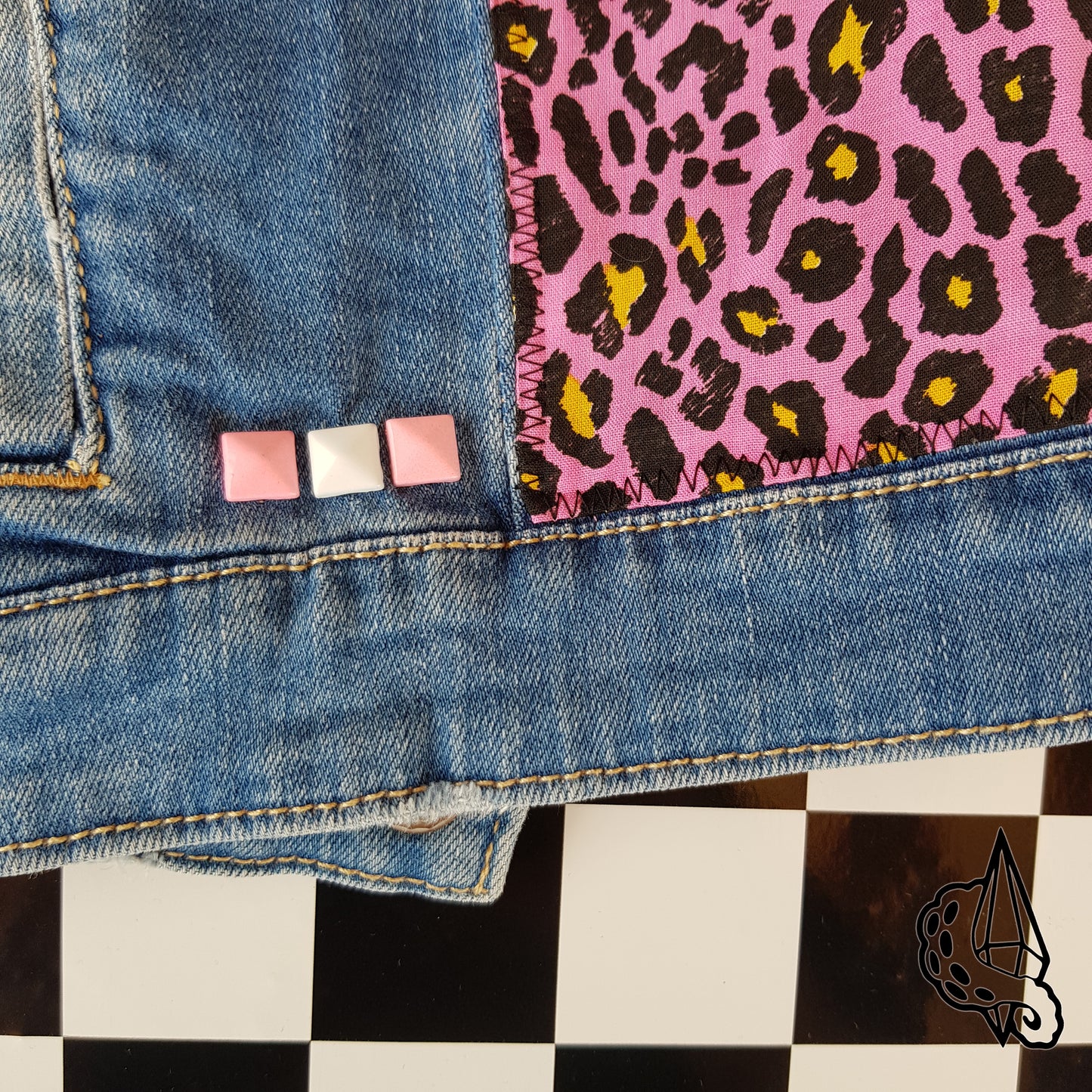 Veste en jean customisée "Punk rock princess", Taille 5-6 ans