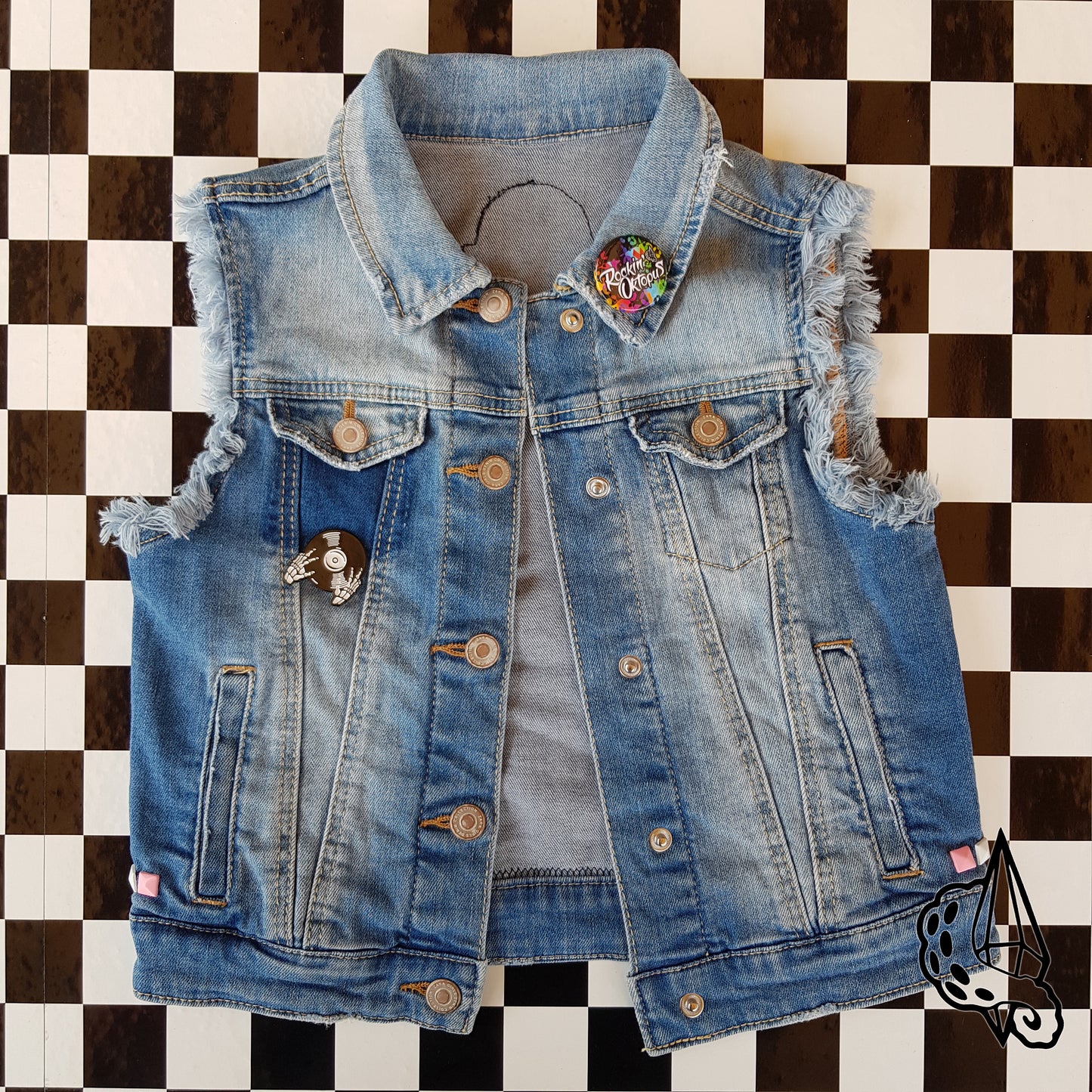 Veste en jean customisée "Punk rock princess", Taille 5-6 ans