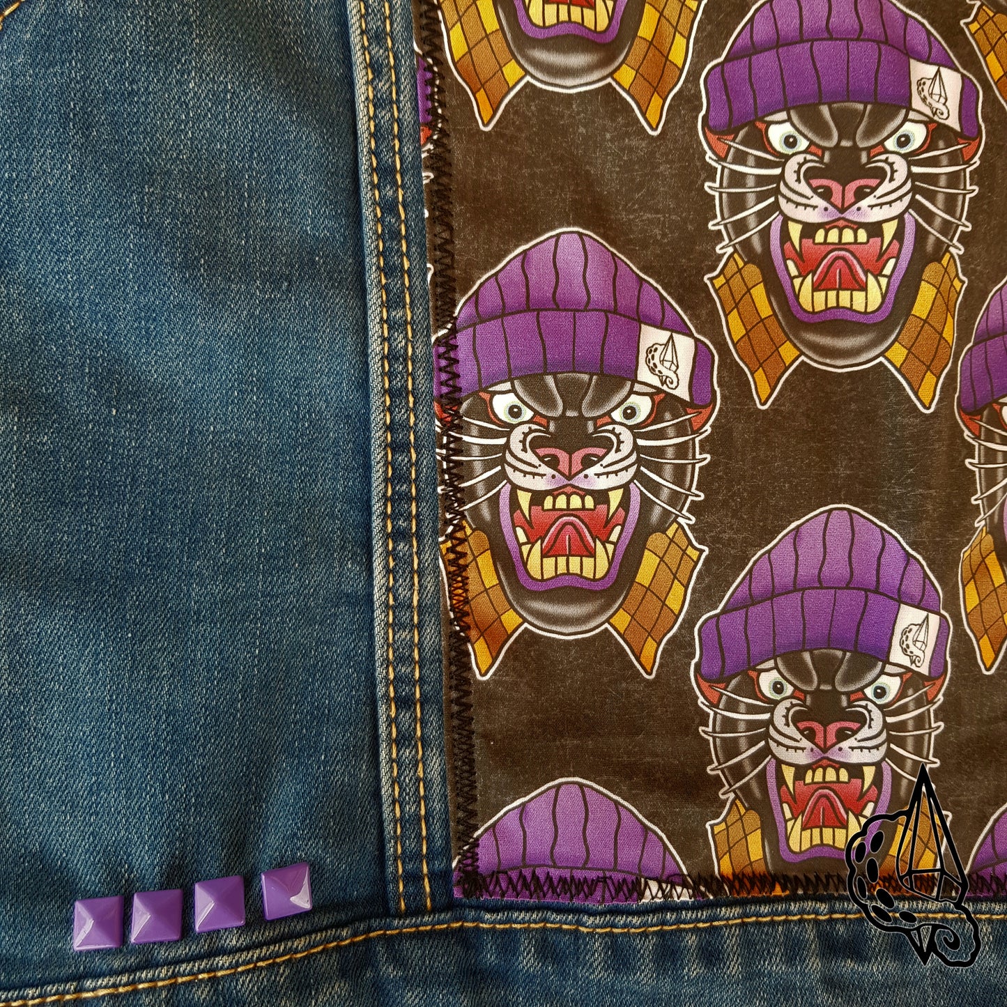 Veste en jean customisée "Little Badass" 9-10 ans