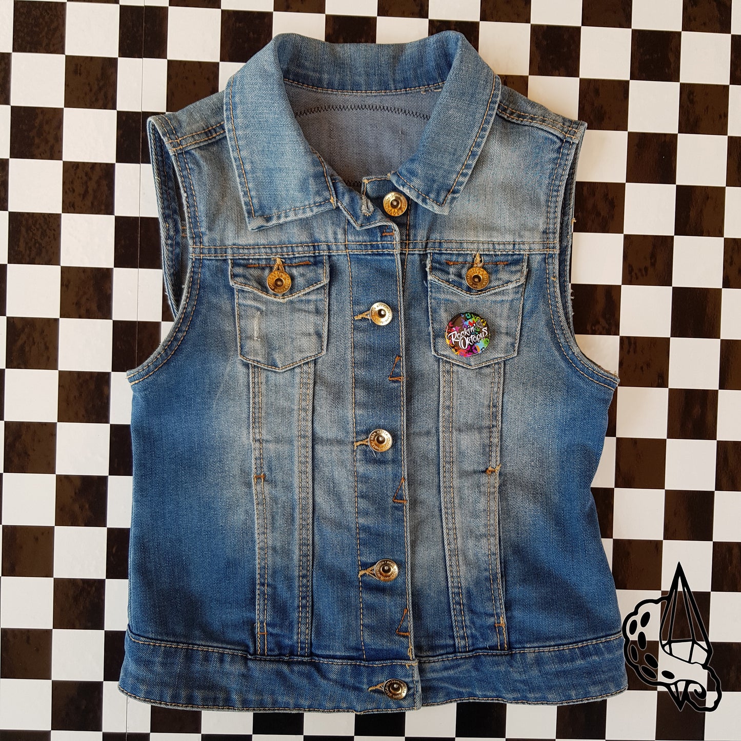 Veste en jean customisée "Little Badass" 9-10 ans